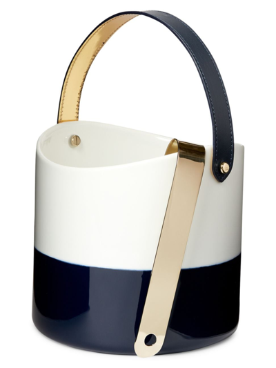 Ralph Lauren Wyatt 2-piece Ice Bucket & Tong Set In Navy White