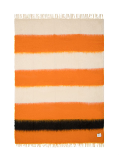 Viso Project Striped Mohair Blanket In Orange