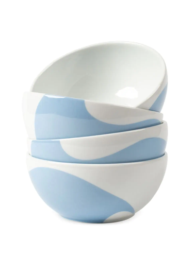 Misette Colorblock Four-piece Cereal Bowl Set In Blue White