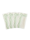 Misette Colorblock Linen Four-piece Napkin Set In Sage