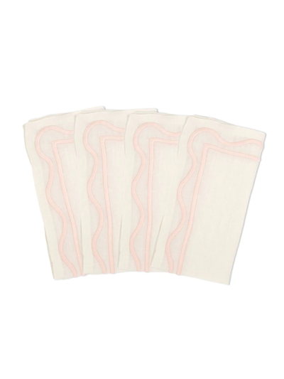 Misette Colourblock Linen Four-piece Napkin Set In Pink