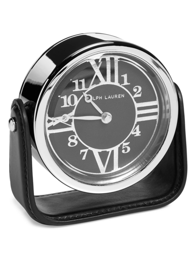 Ralph Lauren Brennan Black Leather Saddle Clock