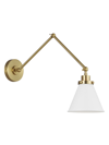 Chapman & Myers Wellfleet Double Arm Cone Task Sconce In Matte White Burnished Brass