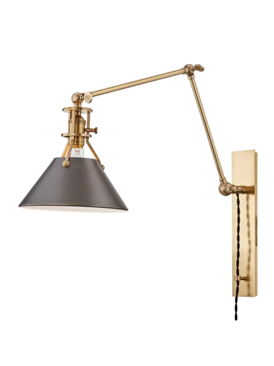 Hudson Valley Lighting Metal No.2 Single-light Swing Arm Wall Sconce In Aged Antique Bronze