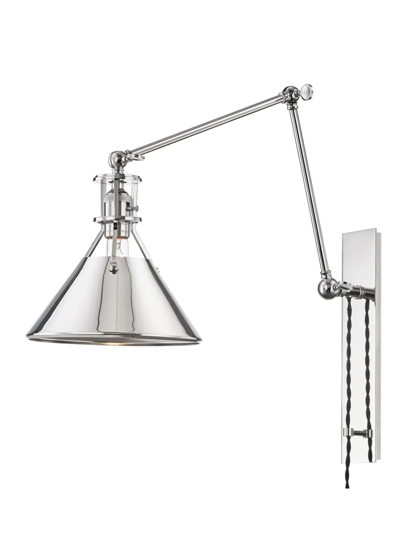 Hudson Valley Lighting Metal No.2 Single-light Swing Arm Wall Sconce In Polished Nickel