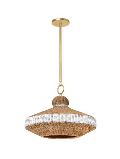 Hudson Valley Lighting Bethel Woven Wicker Pendant Lamp In Vintage Gold Leaf