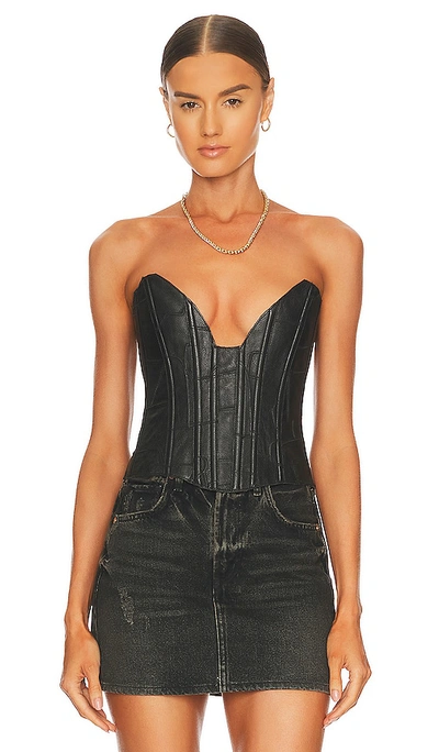 Understated Leather Vixen Bustier In Black