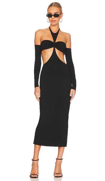 Not Yours To Keep Taylor Midi Dress In Black