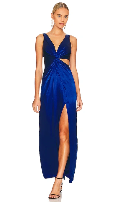 Nicholas Silvina Wrap Cut Out Gown In Royal Blue