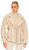Lamarque Badu Faux Sherpa Biker Jacket In Beige