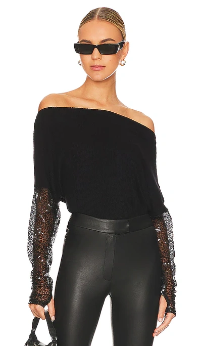 Michael Lauren Boat Neck Top In Black