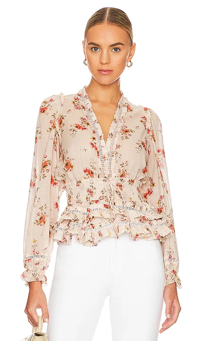 V. Chapman Allegra Top In Natural Dainty Floral