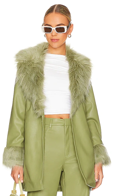 Show Me Your Mumu Penny Lane Faux Leather Jacket In Sage
