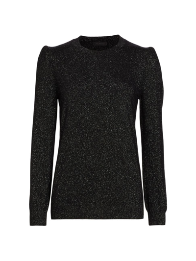 Saks Fifth Avenue Collection Shine Puff-sleeve Sweater In Black