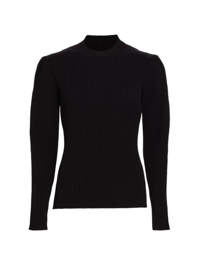 Saks Fifth Avenue Collection Rib-knit Wool-blend Sweater In Black