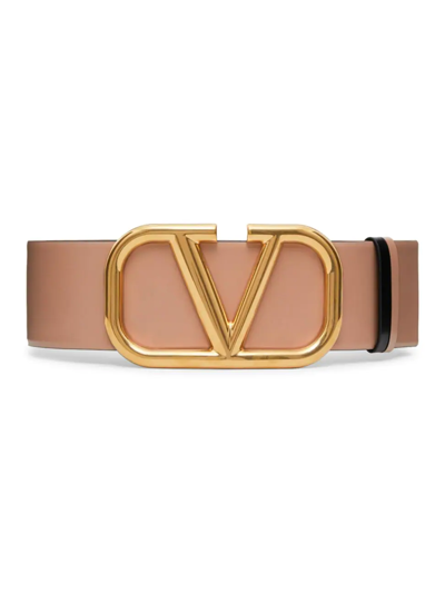 Valentino Garavani Reversible Vlogo Signature Glossy Calfskin Belt In Nocolor