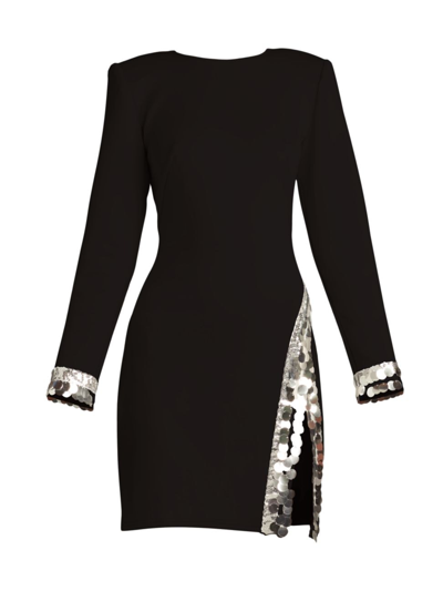 Tadashi Shoji Long-sleeve Minidress In Black Platinum