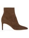 Ferragamo Imogen Suede Stiletto Zip Booties In Muschio