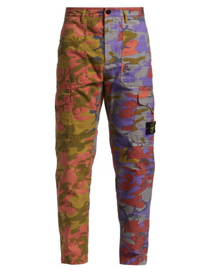 Stone Island Camouflage-print Nylon-ripstop Cargo Trousers In Multicolor