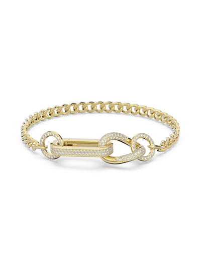 Swarovski Women's Dextera Goldtone-plated & Crystal Mixed Link Bracelet In White