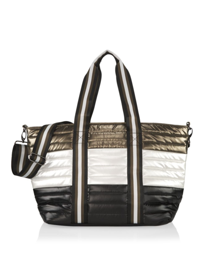 Think Royln Wingman Quilted Colorblock Tote In White