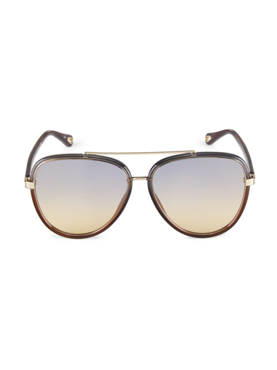 Chloé Franky Pilot Bio Injection 58mm Sunglasses In Grey