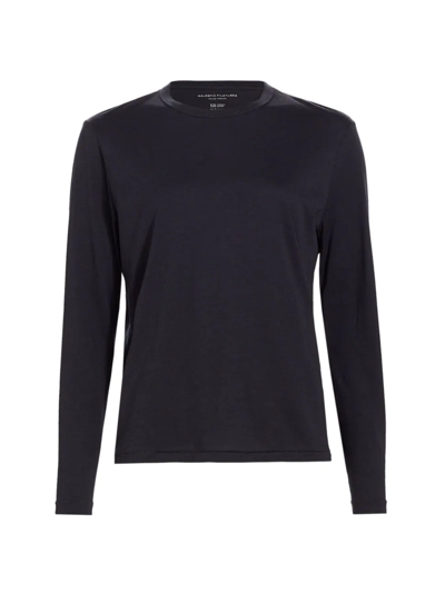 Majestic Cotton Silk Touch Long-sleeve Boat-neck Tee In Black