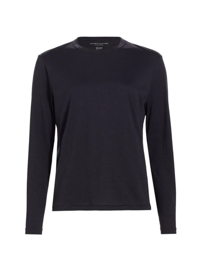 Majestic Cotton Silk Touch Long-sleeve Boat-neck Tee In 黑色