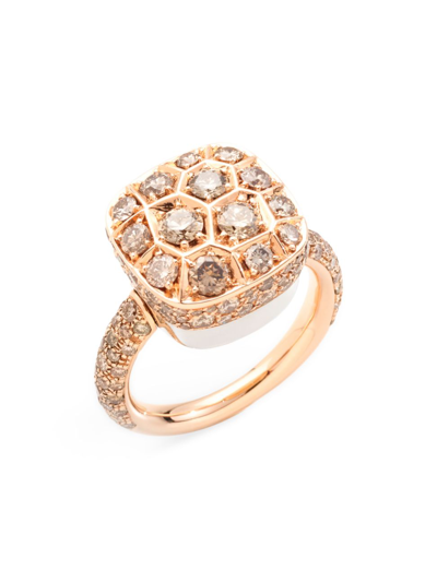 Pomellato Nudo Assoluto Ring 18k Rose & White Gold With Brown Diamonds, Eu 55 / Us 7.25 In Rose Gold