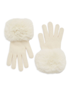 Adrienne Landau Faux Fur Trimmed Knit Gloves In Cream