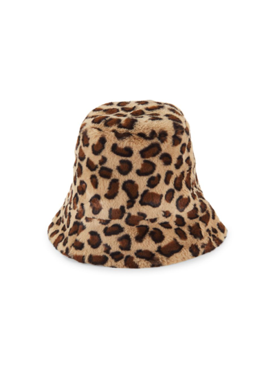 Adrienne Landau Leopard Faux Fur Bucket Hat