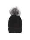 Adrienne Landau Fur Pom Knit Hat In Black