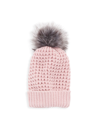 Adrienne Landau Fur Pom Knit Hat In Pink