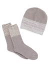 Barefoot Dreams Women's Cozychic Beanie & Socks 2-piece Set In White Dove Grey