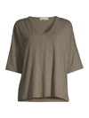 Barefoot Dreams Slub Jersey V-neck Boxy T-shirt In Green