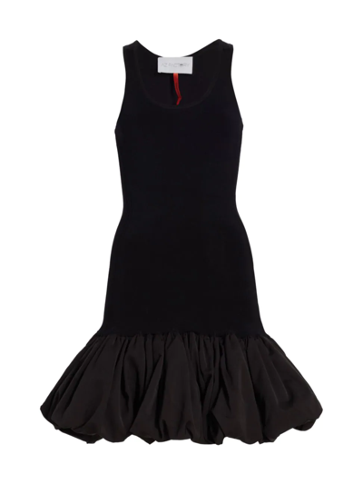 Az Factory Thebe Magugu Ruffled Faille And Stretch-knit Mini Dress In Black