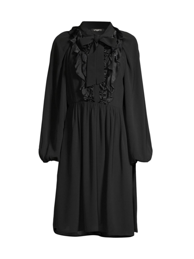 Ungaro Ari Ruffled Tieneck Dress In Black