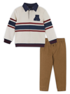 ANDY & EVAN LITTLE BOY'S & BOY'S 2-PIECE RUGBY SHIRT & TWILL PANT SET