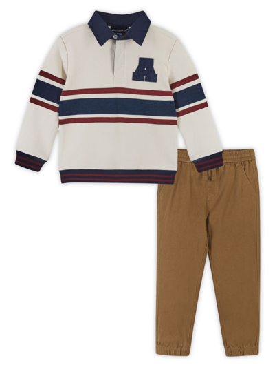 ANDY & EVAN LITTLE BOY'S & BOY'S 2-PIECE RUGBY SHIRT & TWILL PANT SET