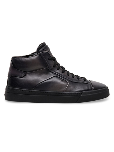 Santoni Men's Filemon Leather High-top Sneakers In Grey