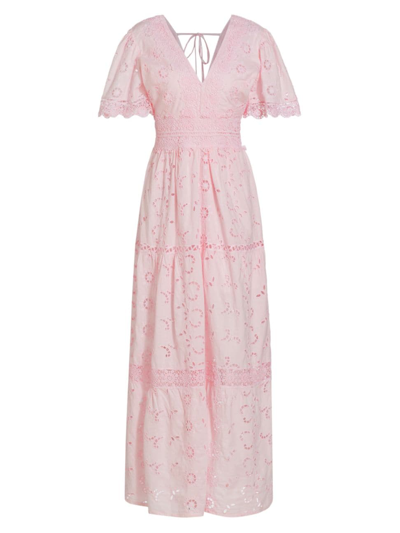 Queen Moda Santorini Lace Maxi Dress In Rosa