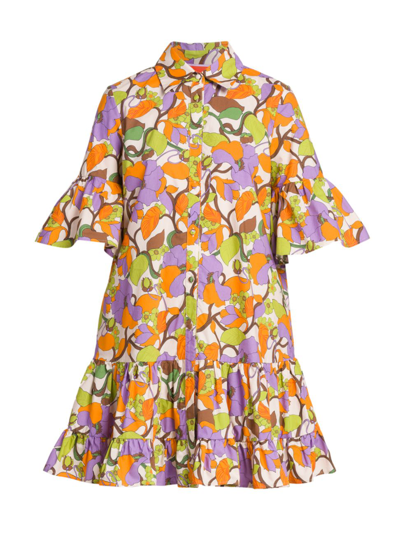 La Doublej Choux Printed Tiered Mini Dress In Multicolor
