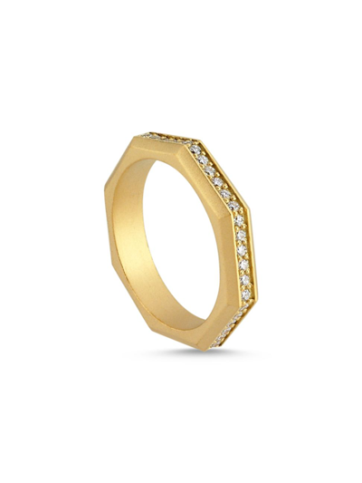Ascher Women's Luminescence 18k Gold & Diamond Brushed Celestial Ring