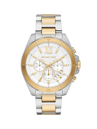 Michael Kors Brecken Chronograph Two-tone Stainless Steel Watch In Silver/gold