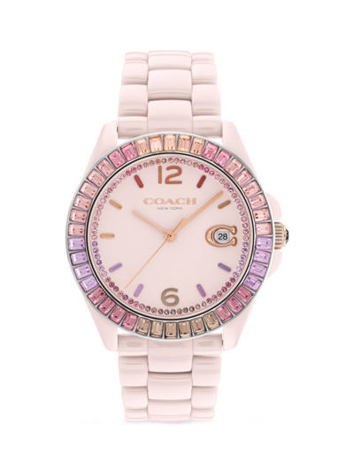 Coach Greyson 37.5mm Ceramic Watch In Blush