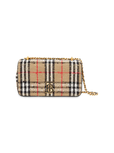 Burberry Beige Check Crossbody Bouclé Handbag For Women