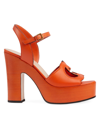 Gucci Cutout Platform Heeled Sandals In Deep Orange