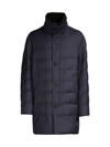 Gorski Quilted Wool Parka With Shearling Lamb In Navy