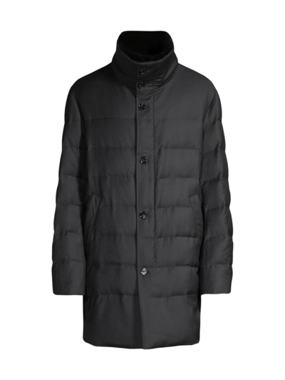 Gorski Quilted Wool Parka With Shearling Lamb In Black