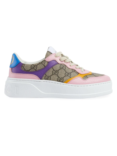 Gucci Allover Gg Multicolor Chunky Sneakers In Beige